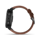 Preview: fēnix® 5X Plus Saphir, schiefergrau mit braunem Lederarmband