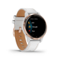 Preview: Venu® 2S Weiss/Roségold mit Schnellwechsel-Leder-Armband 18mm Weiss + Silikon-Armband