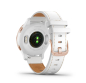 Preview: Venu® 2S Weiss/Roségold mit Schnellwechsel-Leder-Armband 18mm Weiss + Silikon-Armband