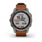 Preview: fēnix® 7 Sapphire Solar Titanium Titan mit braunem Lederarmband