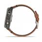 Preview: fēnix® 7X Sapphire SolarTitanium Titan mit braunem Lederarmband
