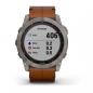 Preview: fēnix® 7X Sapphire SolarTitanium Titan mit braunem Lederarmband