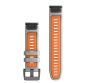 Preview: QuickFit Silikon Armband Nebelgrau/Glutorange Teile aus Edelstahl Schwarz 22mm