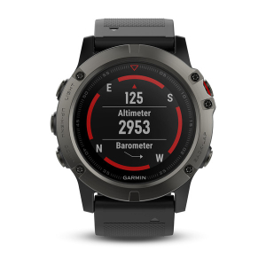 Fenix 5X Grau Saphir Grau mit schwarzem Armband