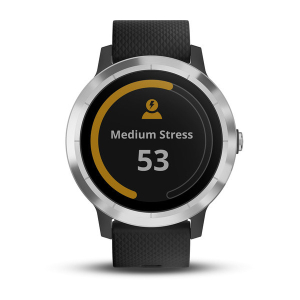vívoactive® 3 Schwarzes Silikonarmband, Edelstahl
