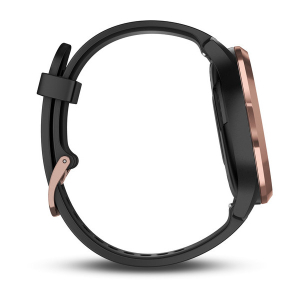 vívomove® HR Roségold mit schwarzem Silikonarmband