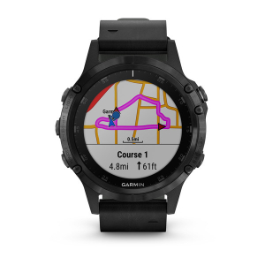 fēnix® 5 Plus Saphir, Schwarz mit schwarzem Lederarmband