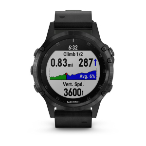 fēnix® 5 Plus Saphir, Schwarz mit schwarzem Lederarmband