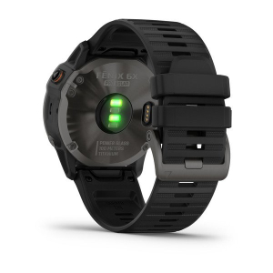 fēnix® 6X Pro Schwarz mit schwarzem Silikon Armband