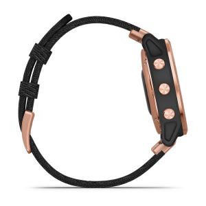 fēnix® 6S Pro Sapphire Version in roségold mit schwarz-meliertem Nylon-Armband