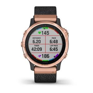 fēnix® 6S Pro Sapphire Version in roségold mit schwarz-meliertem Nylon-Armband