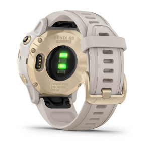 fēnix 6S Pro Solar - Weissgold mit beigefarbenem Armband