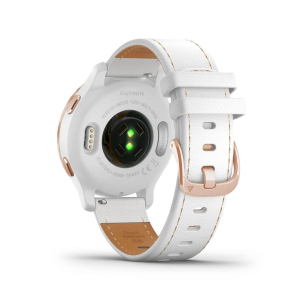 Venu® 2S Weiss/Roségold mit Schnellwechsel-Leder-Armband 18mm Weiss + Silikon-Armband