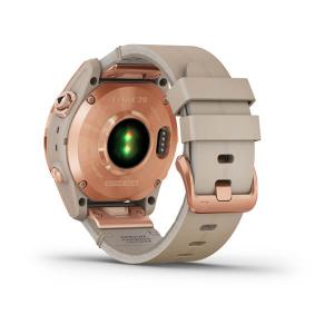 fēnix® 7S Sapphire Solar Roségoldenes Titan mit kalksteinfarbenem Lederarmband