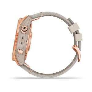 fēnix® 7S Sapphire Solar Roségoldenes Titan mit kalksteinfarbenem Lederarmband