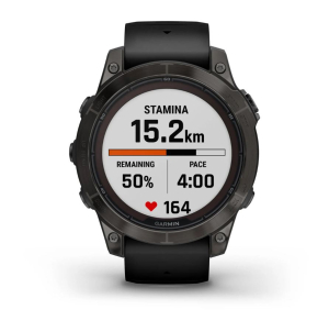 Fēnix® 7 Pro – Sapphire Solar Edition Schwarz/Carbongrau Titan DLC mit QuickFit®-Silikon-Armband