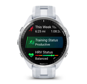 Preview: Forerunner® 965 Steinweiss/Titanium Titan mit Silikon-Wechselarmband Steinweiss/Hellgrau