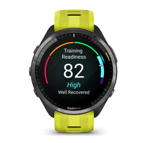 Forerunner® 965 Schwarz/Carbongrau DLC Titan mit Silikon-Wechselarmband Zitronengelb/Schwarz