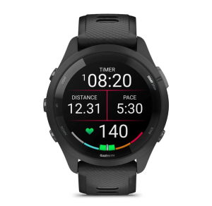 Forerunner® 265 Schwarz mit Schnellwechsel-Silikon-Armband 22 mm Schwarz/Hellgrauchwarz/Hellgrau