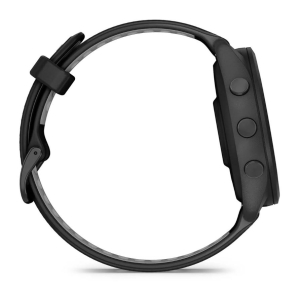 Forerunner® 265 Schwarz mit Schnellwechsel-Silikon-Armband 22 mm Schwarz/Hellgrau