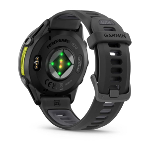 Forerunner® 970 Schwarz/Carbongrau DLC Titan mit Silikon-Wechselarmband Schwarz/Transparent
