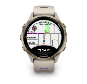 Preview: Forerunner® 970 Gray/Softgold Titan mit Silikon-Wechselarmband 22 mm French Gray/Transparent Indigo