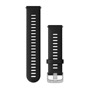 Schnellwechsel-Armband Silikon Schwarz mit silbernen Teilen (22mm)