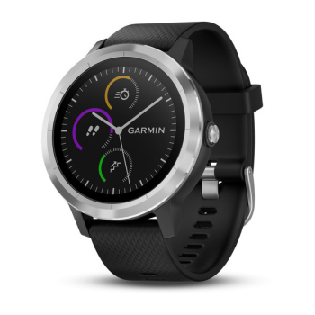 vívoactive® 3 Schwarzes Silikonarmband, Edelstahl