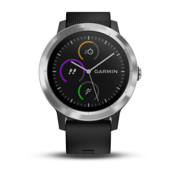 vívoactive® 3 Schwarzes Silikonarmband, Edelstahl
