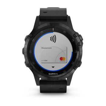 fēnix® 5 Plus Saphir, Schwarz mit schwarzem Lederarmband