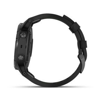 fēnix® 5 Plus Saphir, Schwarz mit schwarzem Lederarmband