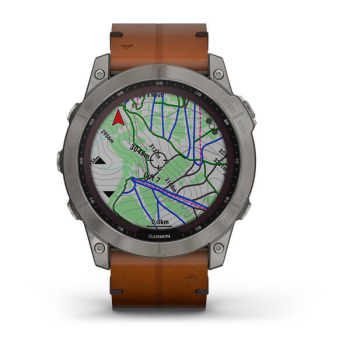 fēnix® 7X Sapphire SolarTitanium Titan mit braunem Lederarmband