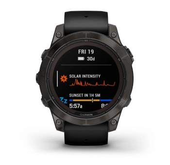Fēnix® 7 Pro – Sapphire Solar Edition Schwarz/Carbongrau Titan DLC mit QuickFit®-Silikon-Armband