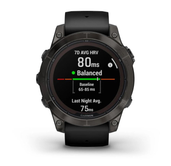 Fēnix® 7 Pro – Sapphire Solar Edition Schwarz/Carbongrau Titan DLC mit QuickFit®-Silikon-Armband