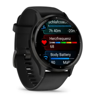 Venu® 3 Schwarz/Schiefergrau mit Schnellwechsel-Silikon-Armband