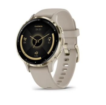 Venu® 3S French Gray/Softgold mit Schnellwechsel-Silikon-Armband