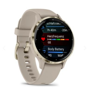 Venu® 3S French Gray/Softgold mit Schnellwechsel-Silikon-Armband