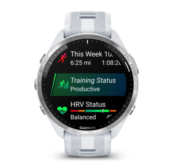 Forerunner® 965 Steinweiss/Titanium Titan mit Silikon-Wechselarmband Steinweiss/Hellgrau