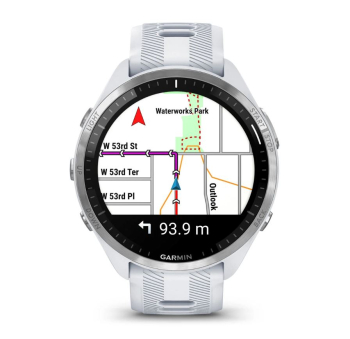 Forerunner® 965 Steinweiss/Titanium Titan mit Silikon-Wechselarmband Steinweiss/Hellgrau