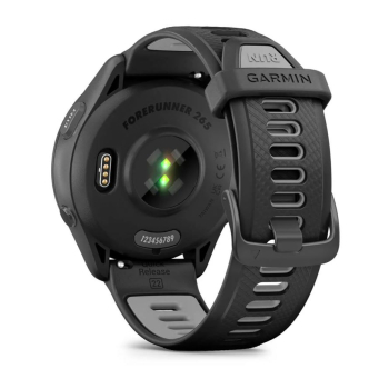 Forerunner® 265 Schwarz mit Schnellwechsel-Silikon-Armband 22 mm Schwarz/Hellgrau