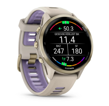 Forerunner® 970 Gray/Softgold Titan mit Silikon-Wechselarmband 22 mm French Gray/Transparent Indigo