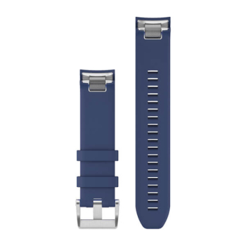 QuickFit® 22-Uhrenarmbänder Silikon Dunkelblau mit Teilen in Titan