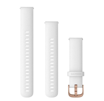 Schnellwechsel-Armband Silikon Weiss Edelstahl-Teile in Roségold (18mm)